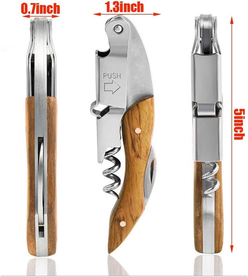 Kit-Home Professional Waiter Corkscrew Wine Key for Bartenders Set of 3,With Long Rosewood Handle Stainless Steel Handle Wine Opener for Bar Restaurant Waiters, Sommelier, Bartend (Big Wood 3 Packs) - Image 3